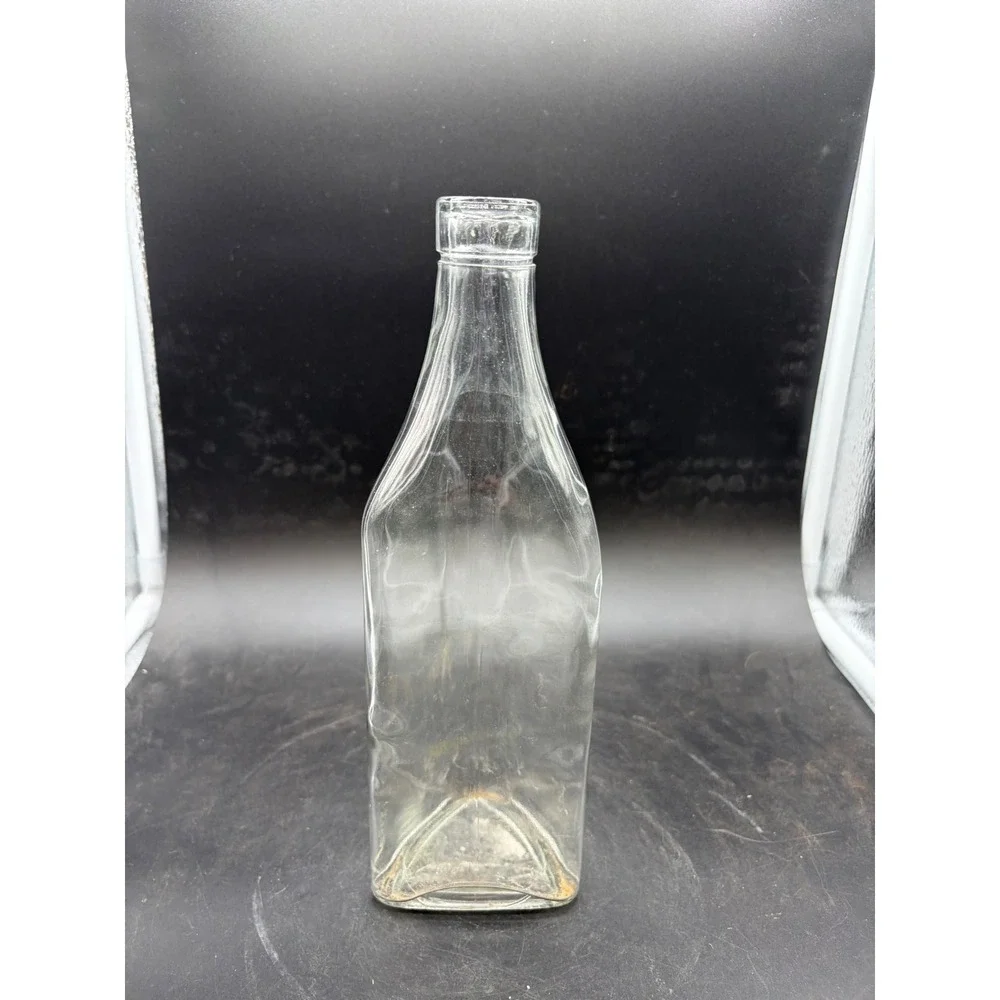 Vintage‎ Triangular Clear Glass Bottle Bud Vase Decanter 9 Inch Tall